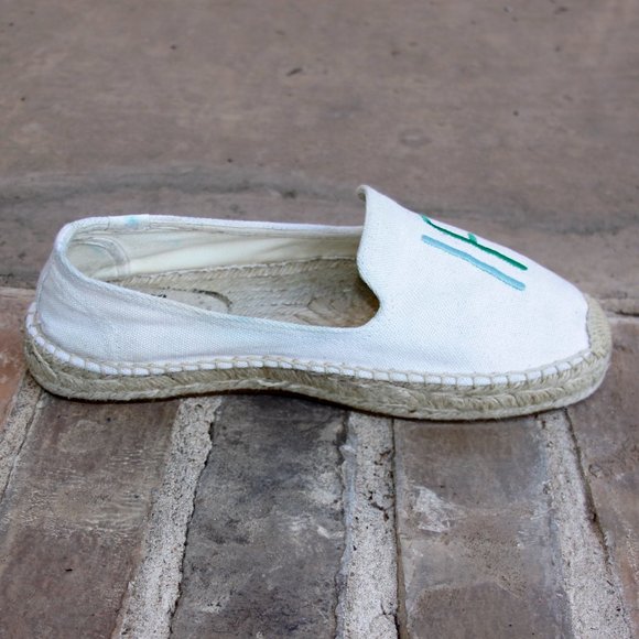 Soludos Natural Ivory Canvas Colorful TGIF Espadrilles Slip On Shoes Size 8.5 - Picture 5 of 8